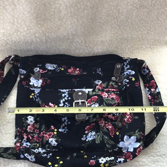 Canvas Black and Floral Adjustable Strap Purse - Picture 13 of 15
